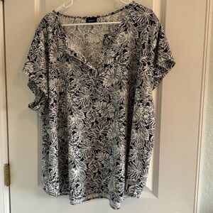 Tropical blue & white top